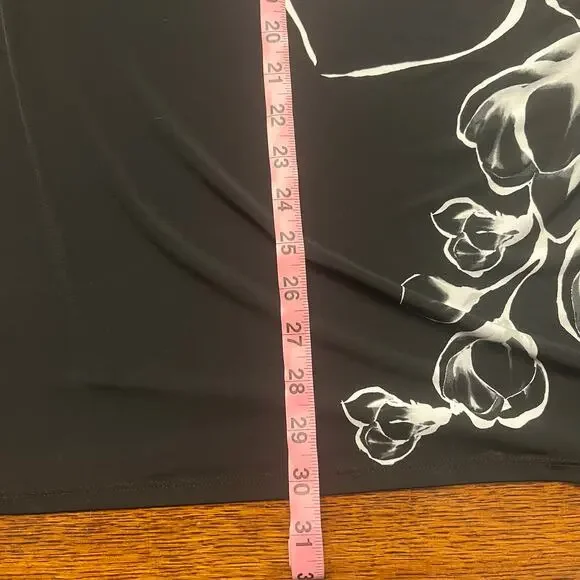 WHBM Black Floral Cowl Neck Dress L - Picture 7 of 9